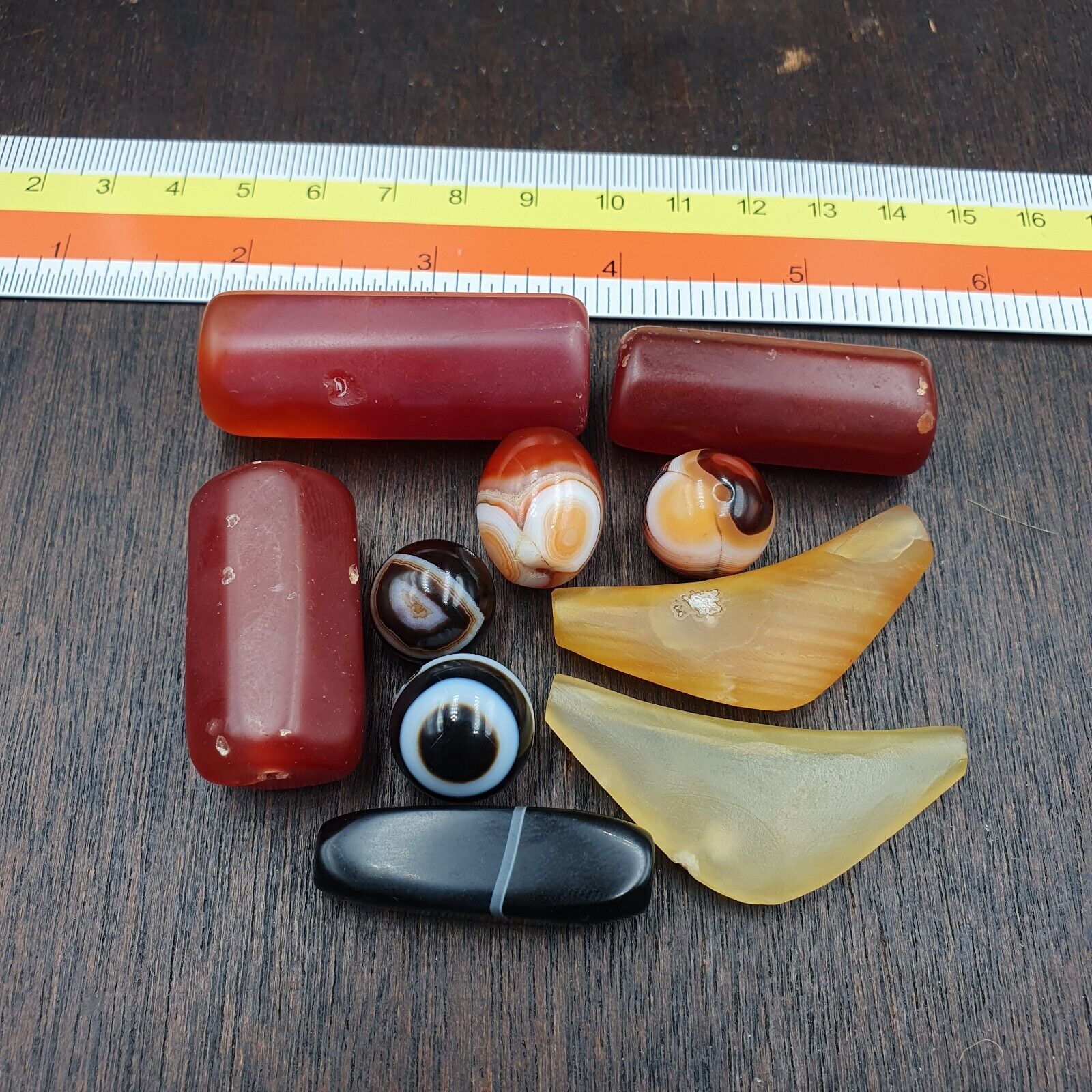 Antique Old Yemeni Agate vintage Tibetan Himalayan Eye Agate Bead Lot 10 Pcs