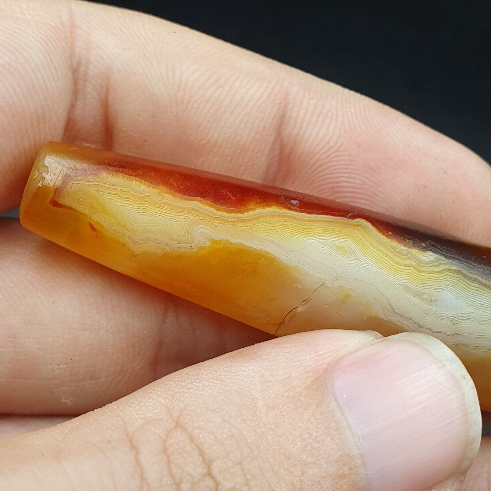 Antique Yemeni Old Crystal Agate Middle Eastern yellow Agate Bead -35Y