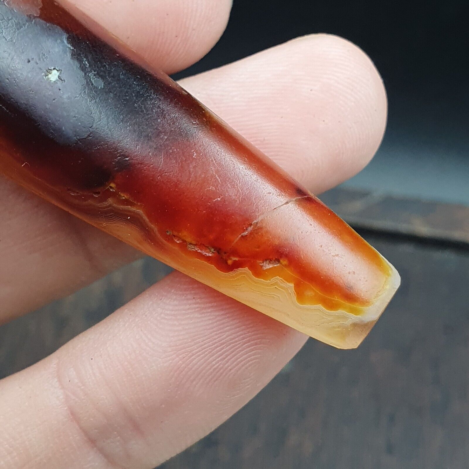 Antique Yemeni Old Crystal Agate Middle Eastern yellow Agate Bead -35Y