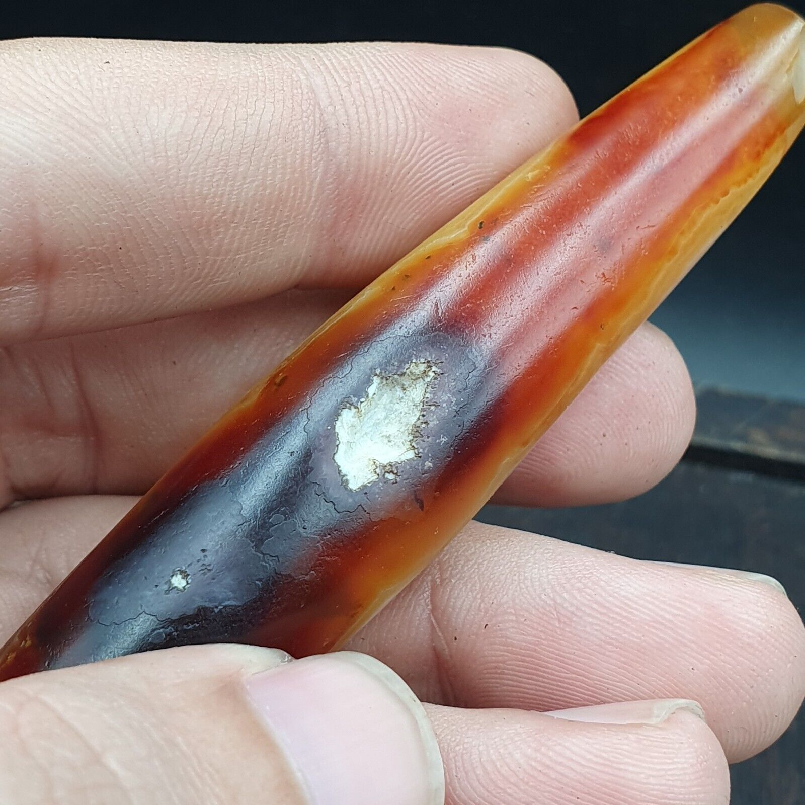 Antique Yemeni Old Crystal Agate Middle Eastern yellow Agate Bead -35Y