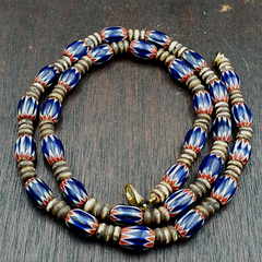 Antique Venetian Chevron and And yalk bone Trade Beads Necklace