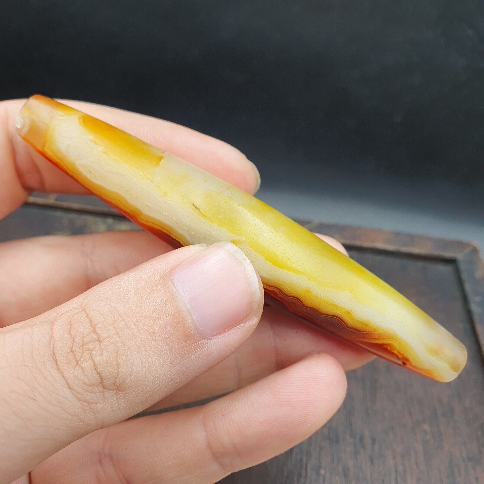 Antique Yemeni Old Crystal Agate Middle Eastern yellow Agate Bead -35Y