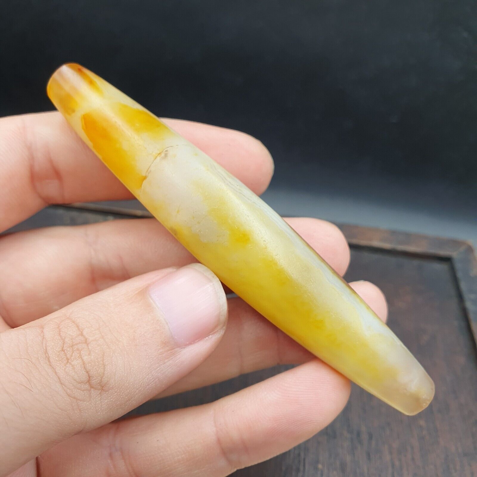 Antique Yemeni Old Crystal Agate Middle Eastern yellow Agate Bead -35Y