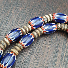 Antique Venetian Chevron and And yalk bone Trade Beads Necklace