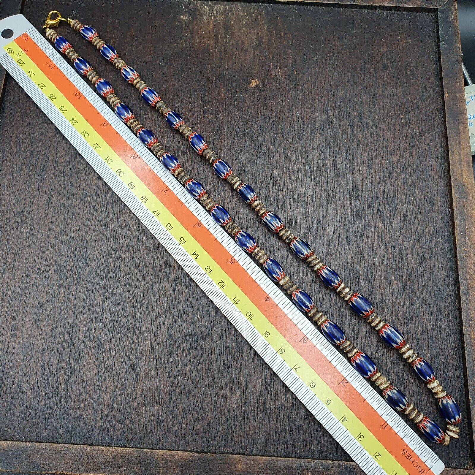 Antique Venetian Chevron and And yalk bone Trade Beads Necklace