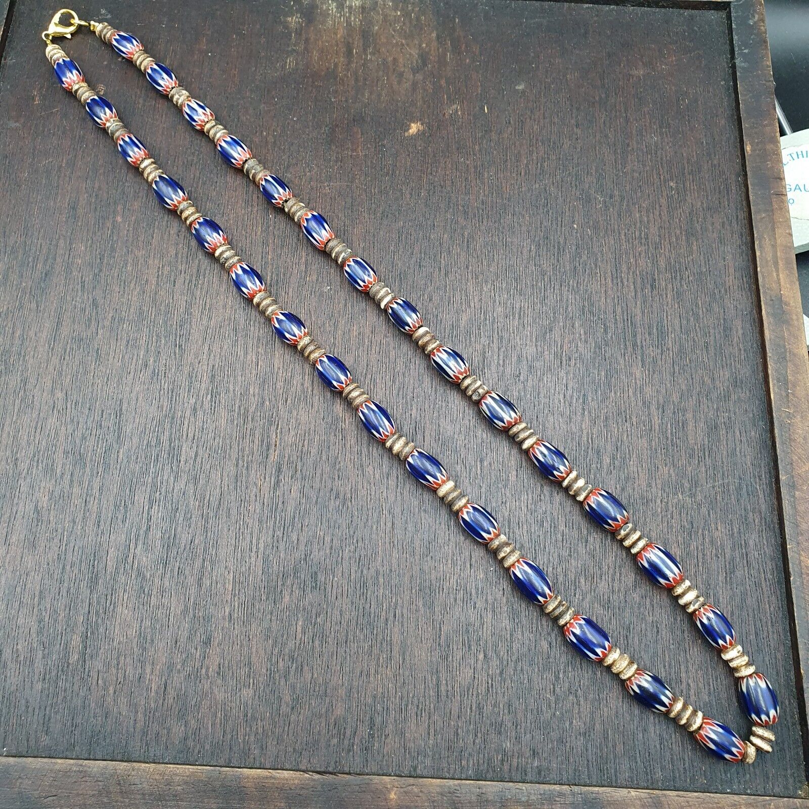 Antique Venetian Chevron and And yalk bone Trade Beads Necklace