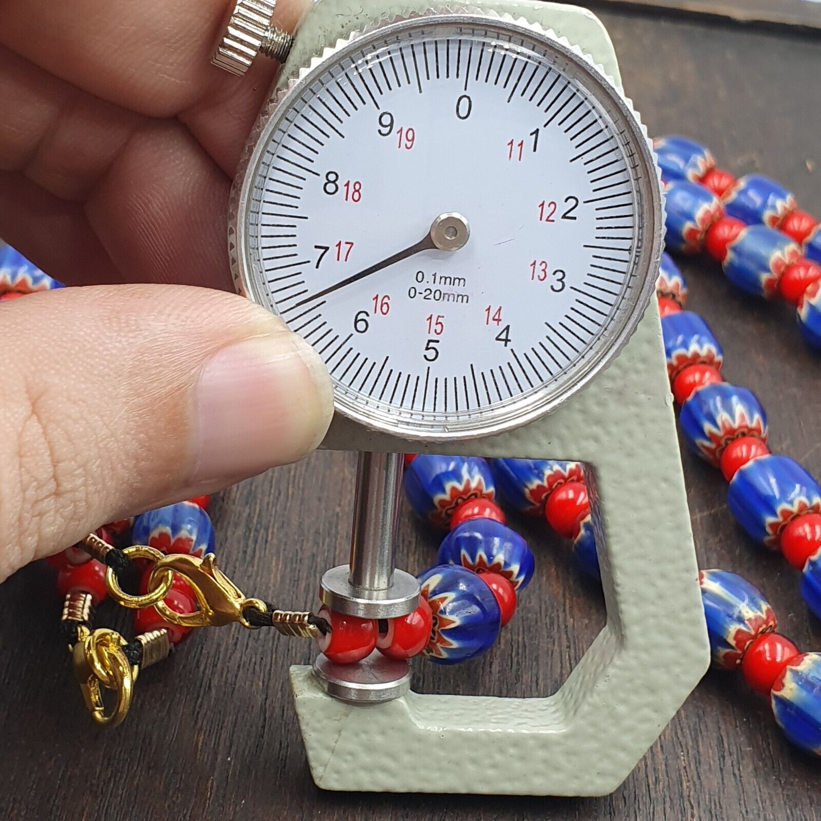 Heritage Jewels: Handcrafted Vintage Venetian Style Blue Chevron Beads Necklace