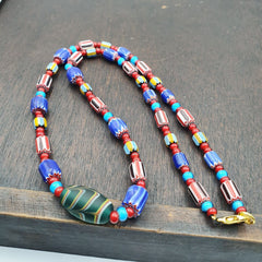 Harmony of Murano Mix Venetian Inspired Beadwork Chevron Beads Necklace NC-503