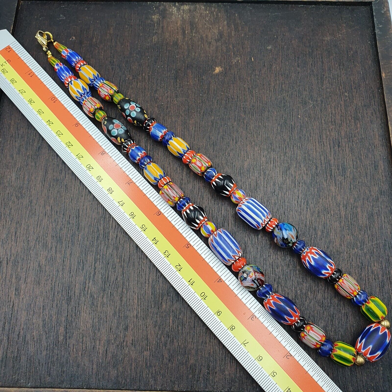 Venetian Style Trade beads Vintage Mix Chevron Glass Beads necklace