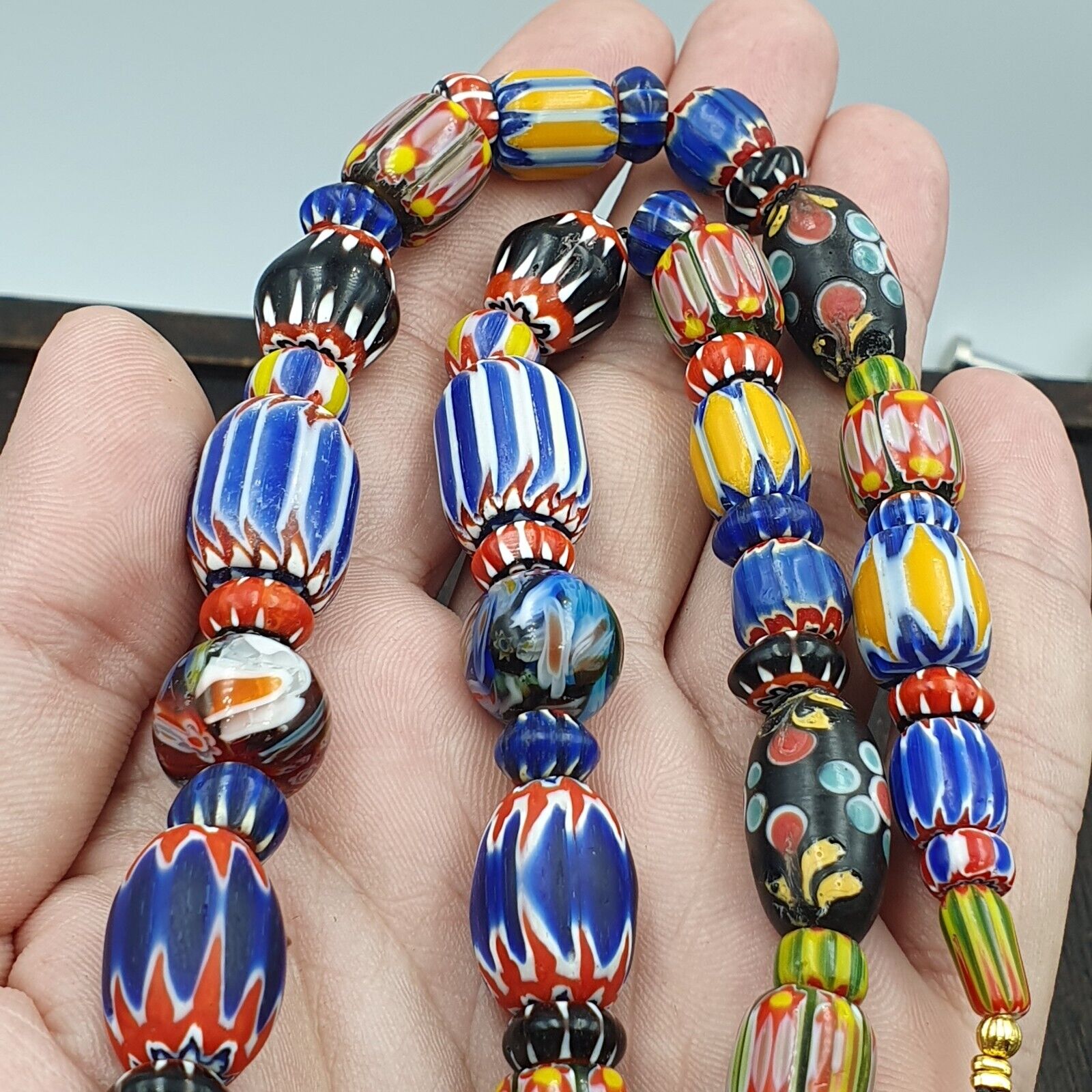 Venetian Style Trade beads Vintage Mix Chevron Glass Beads necklace