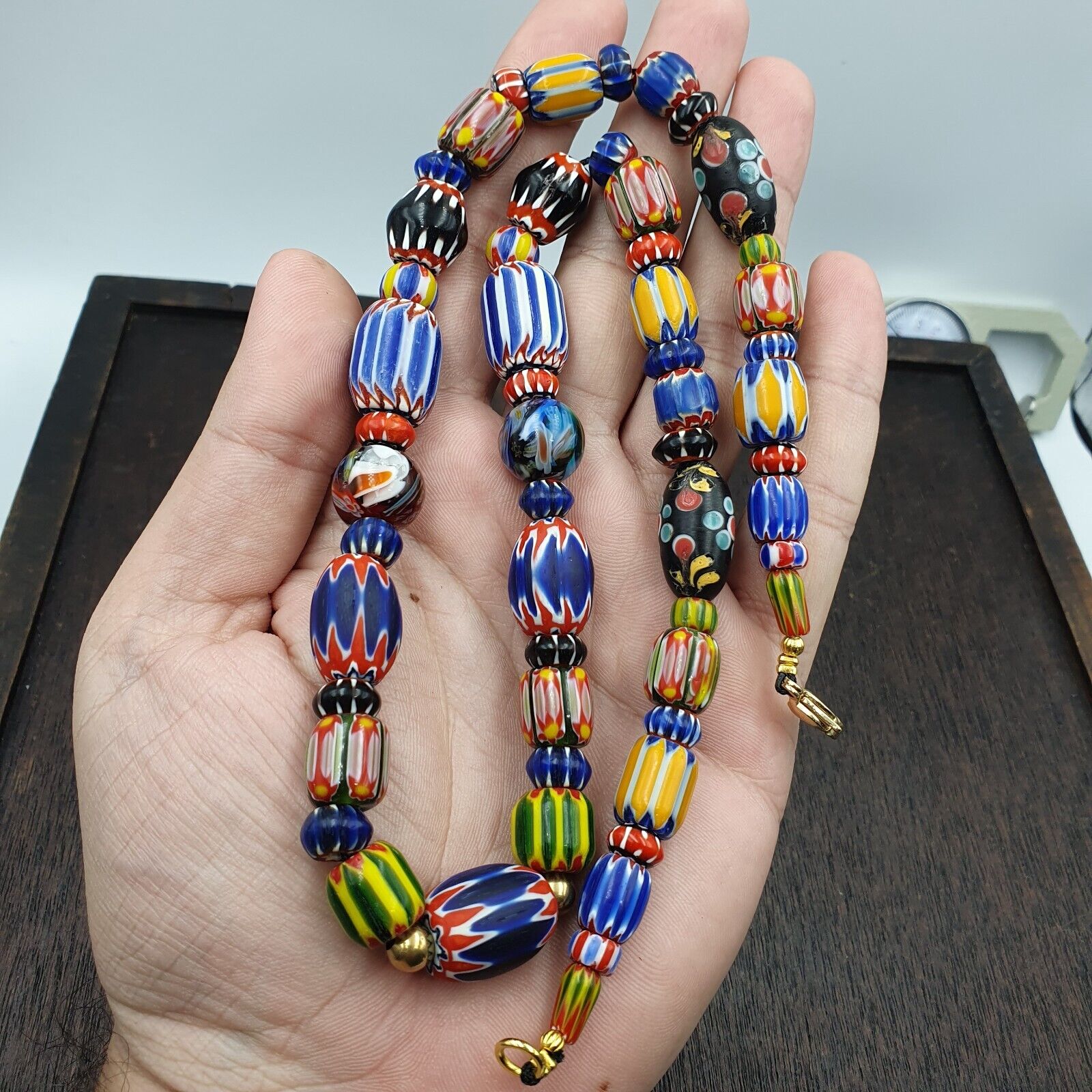Venetian Style Trade beads Vintage Mix Chevron Glass Beads necklace