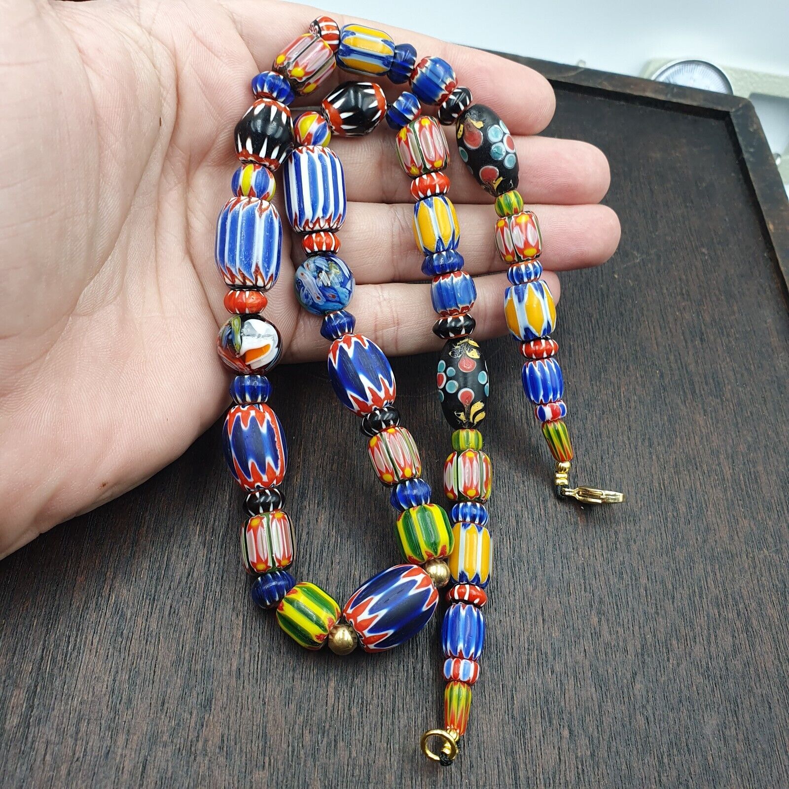Venetian Style Trade beads Vintage Mix Chevron Glass Beads necklace
