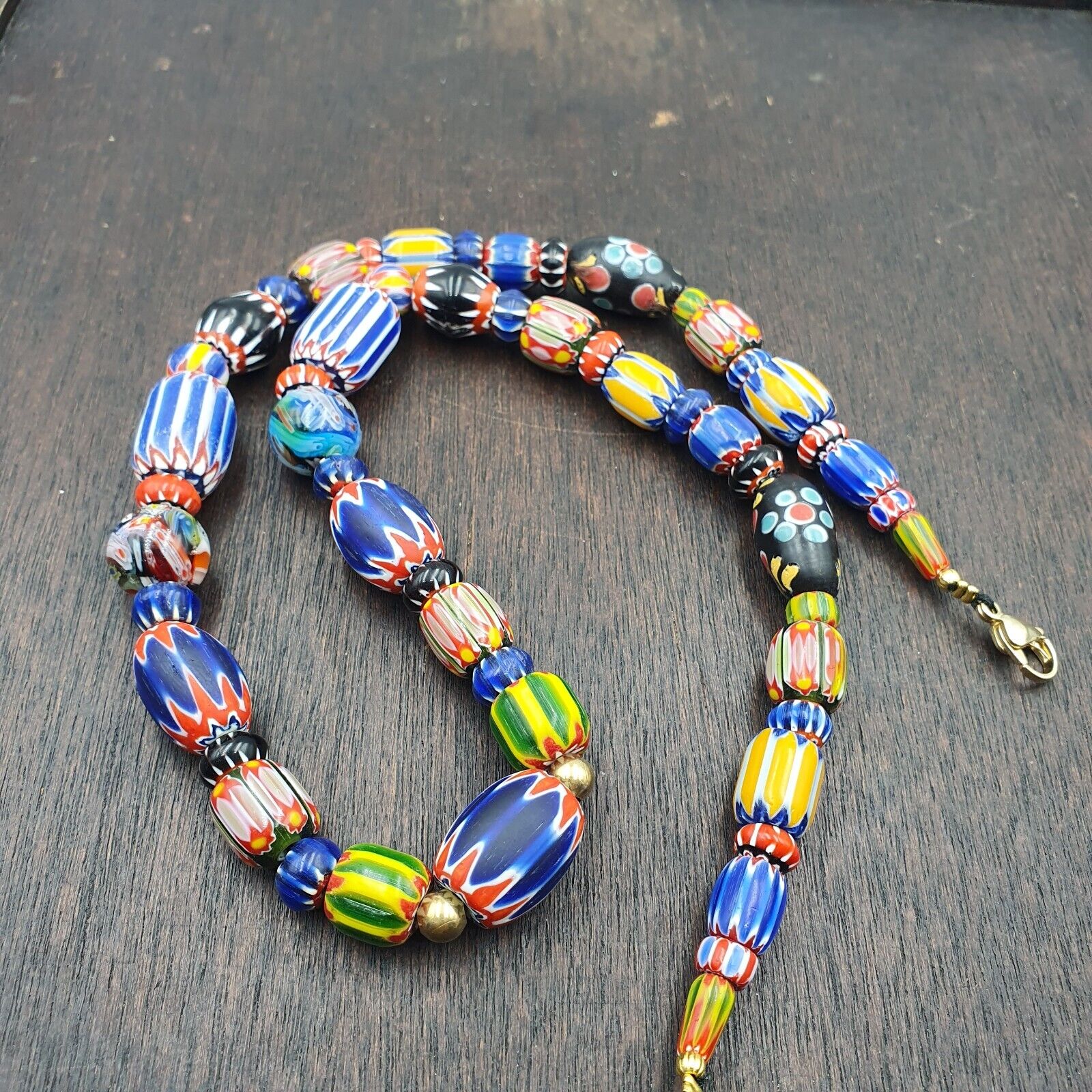 Venetian Style Trade beads Vintage Mix Chevron Glass Beads necklace