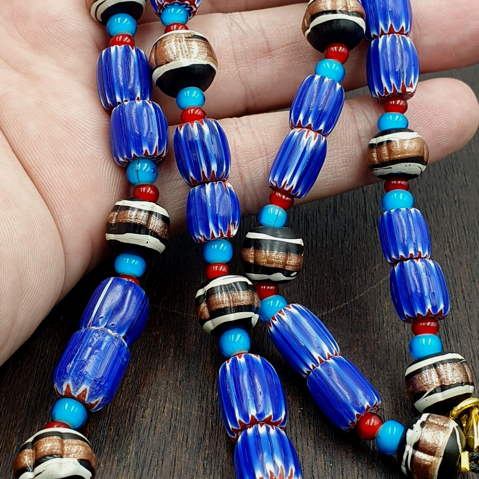 Harmony of Murano Mix Venetian Inspired Beadwork Chevron Beads Necklace NC-504