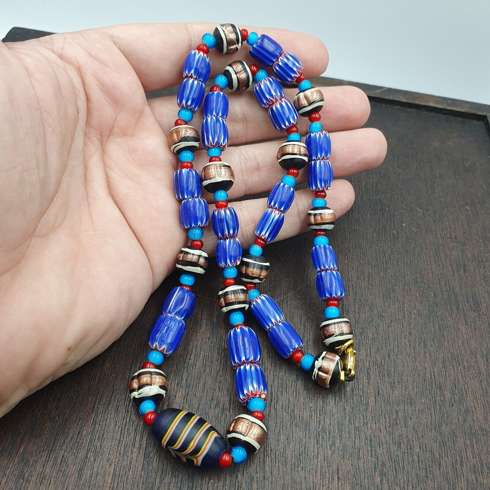Harmony of Murano Mix Venetian Inspired Beadwork Chevron Beads Necklace NC-504