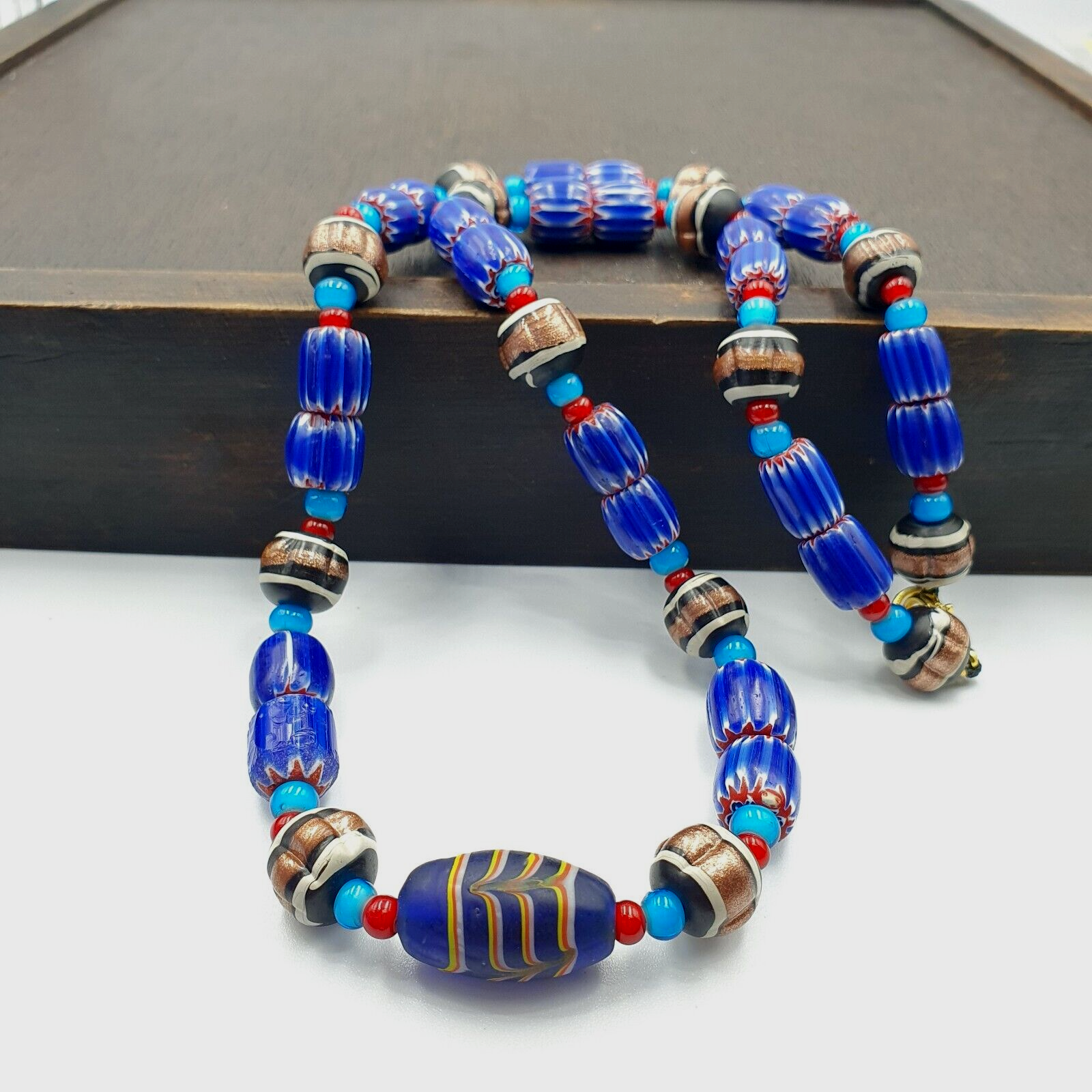 Harmony of Murano Mix Venetian Inspired Beadwork Chevron Beads Necklace NC-504