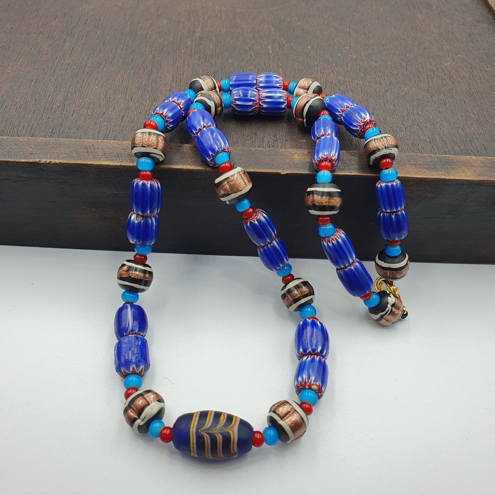 Harmony of Murano Mix Venetian Inspired Beadwork Chevron Beads Necklace NC-504
