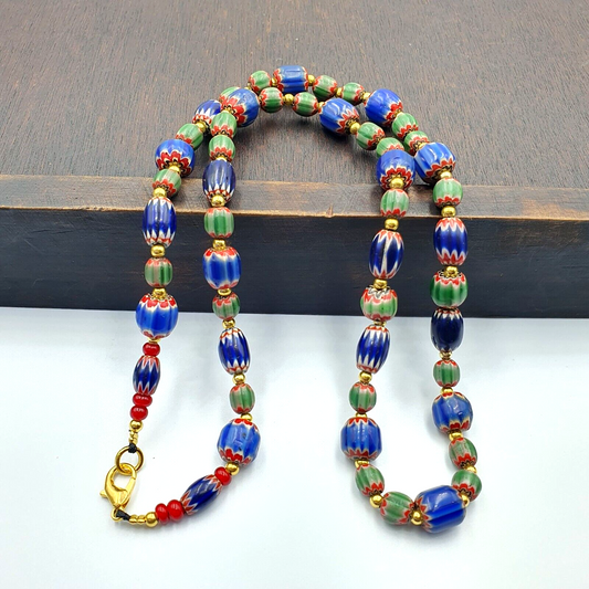 Venetian Style Trade beads Vintage Mix Chevron Beads necklace BCH-33