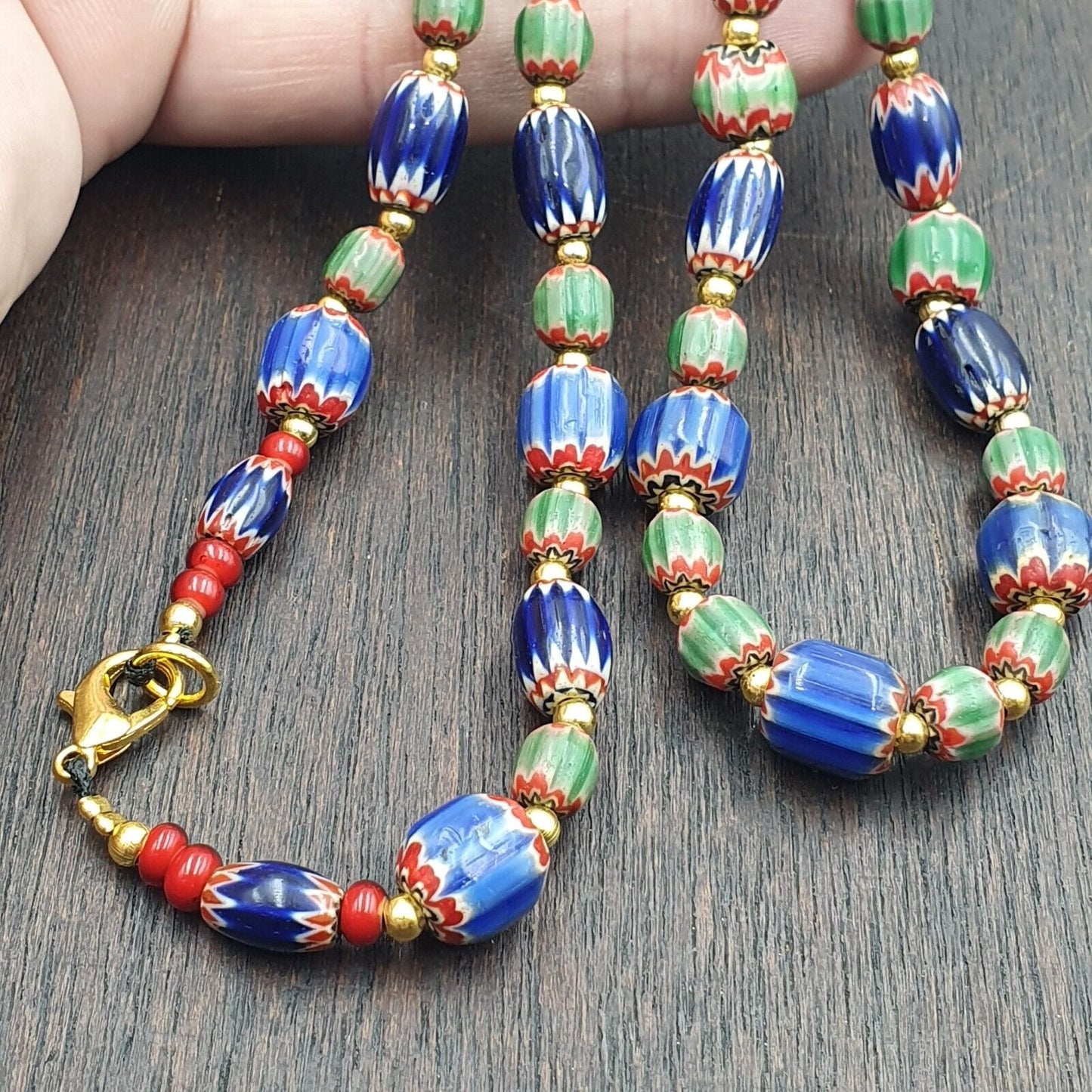 Venetian Style Trade beads Vintage Mix Chevron Beads necklace BCH-33