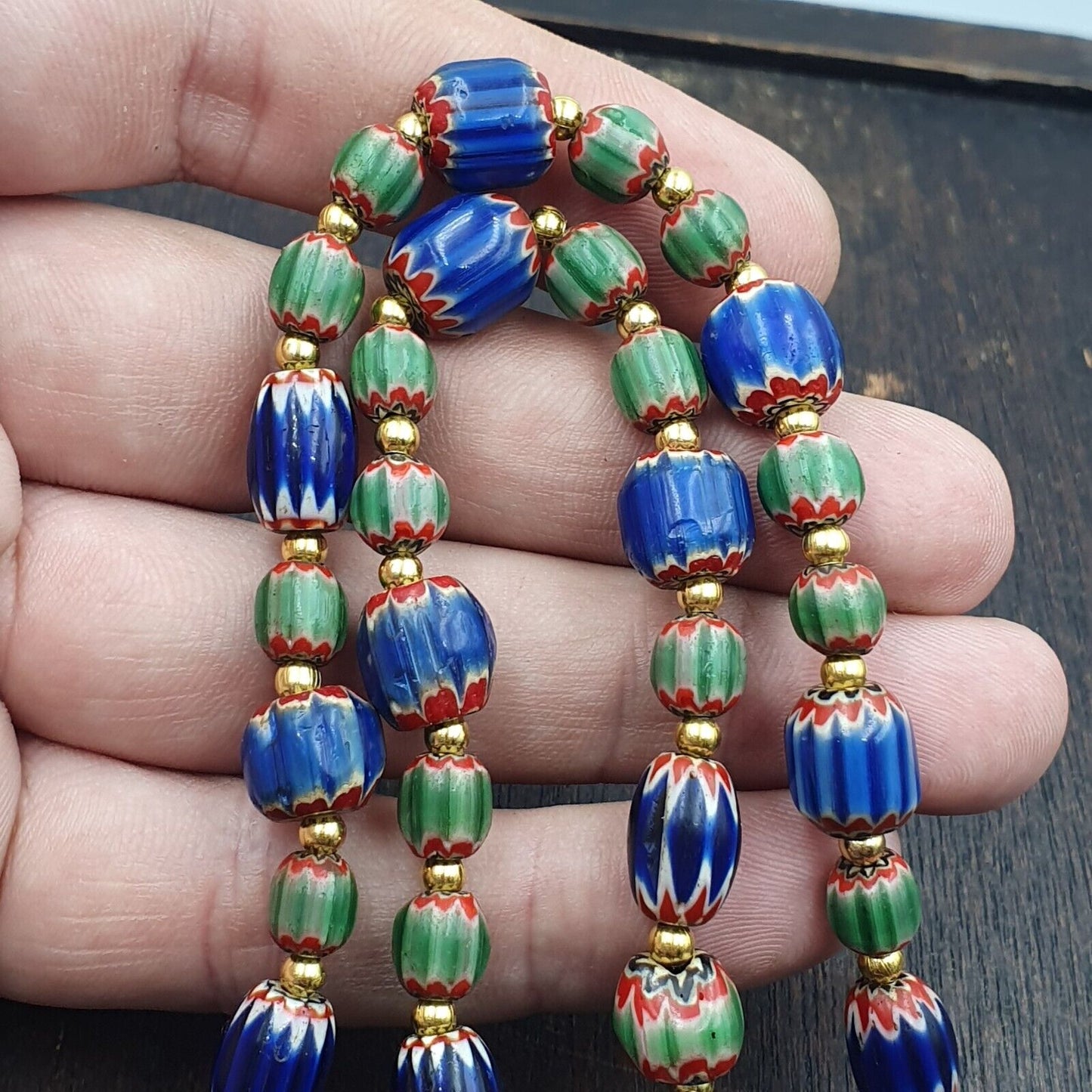 Venetian Style Trade beads Vintage Mix Chevron Beads necklace BCH-33