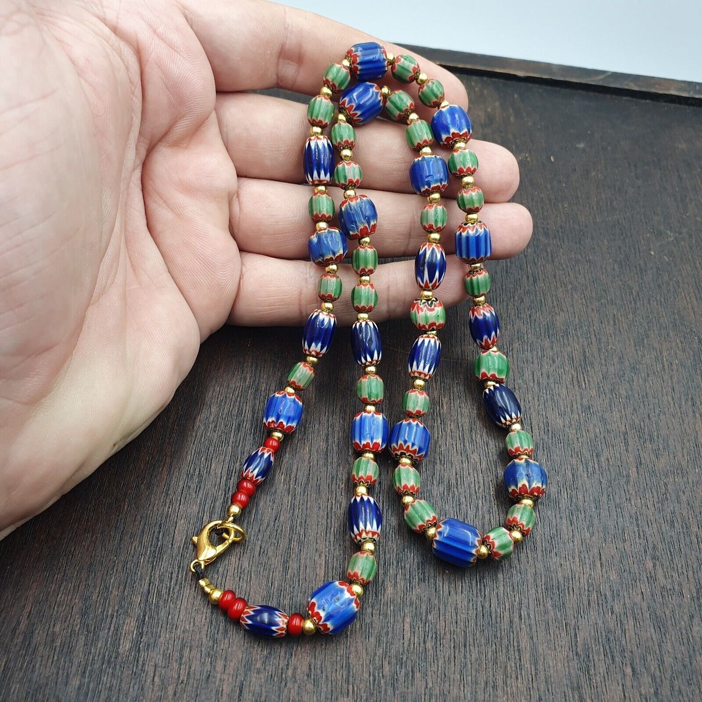 Venetian Style Trade beads Vintage Mix Chevron Beads necklace BCH-33