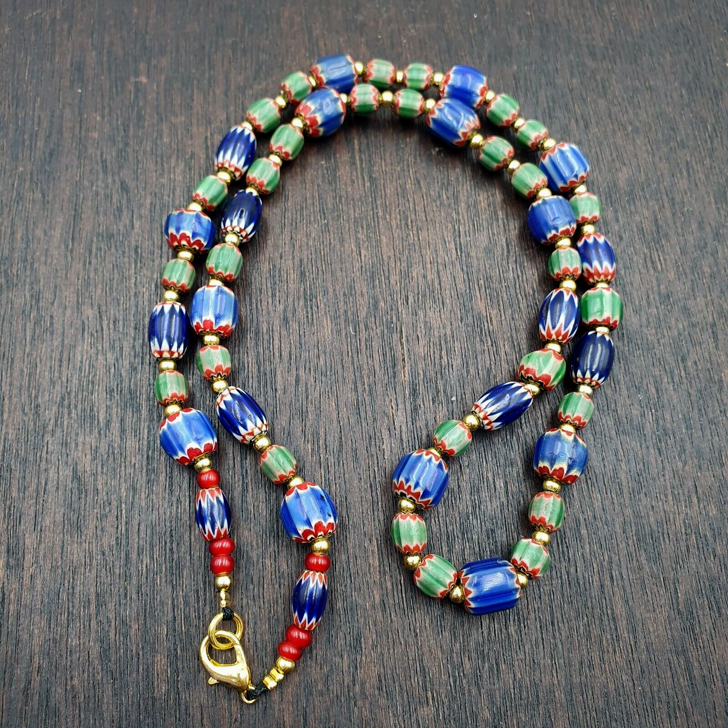 Venetian Style Trade beads Vintage Mix Chevron Beads necklace BCH-33