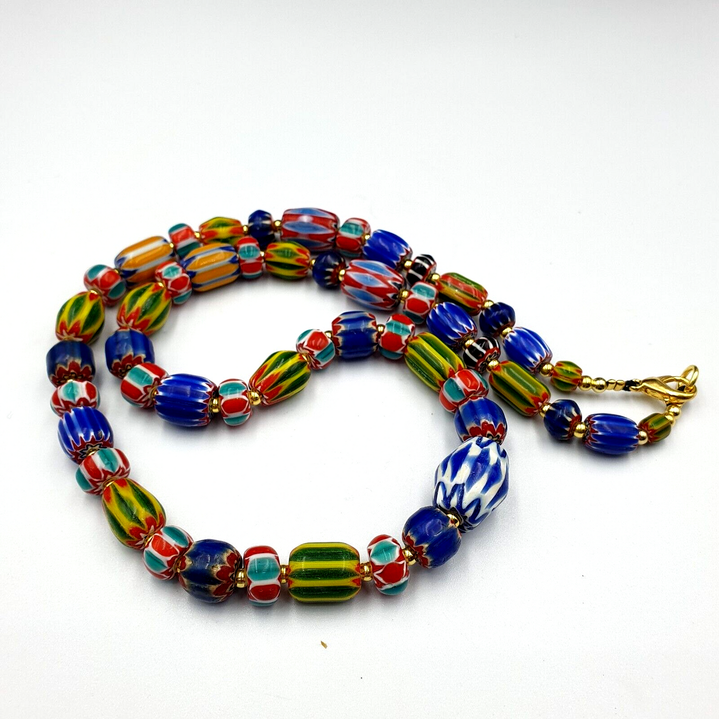 Venetian Style Trade beads Vintage Mix Chevron Beads necklace BCH-31
