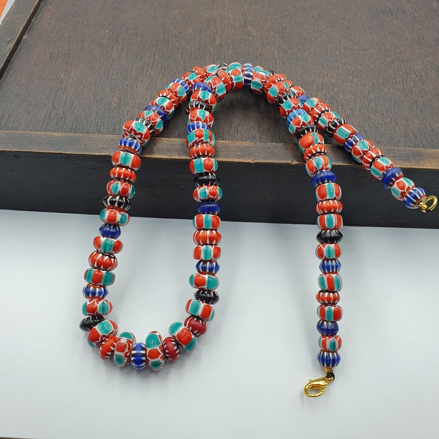 Venetian Style Trade beads Vintage Mix Chevron Beads necklace BCH-30