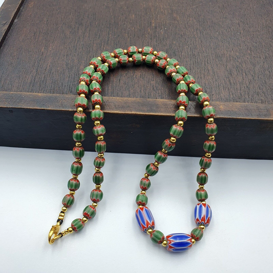 Venetian Style Trade beads Vintage Mix Chevron Beads necklace BCH-34