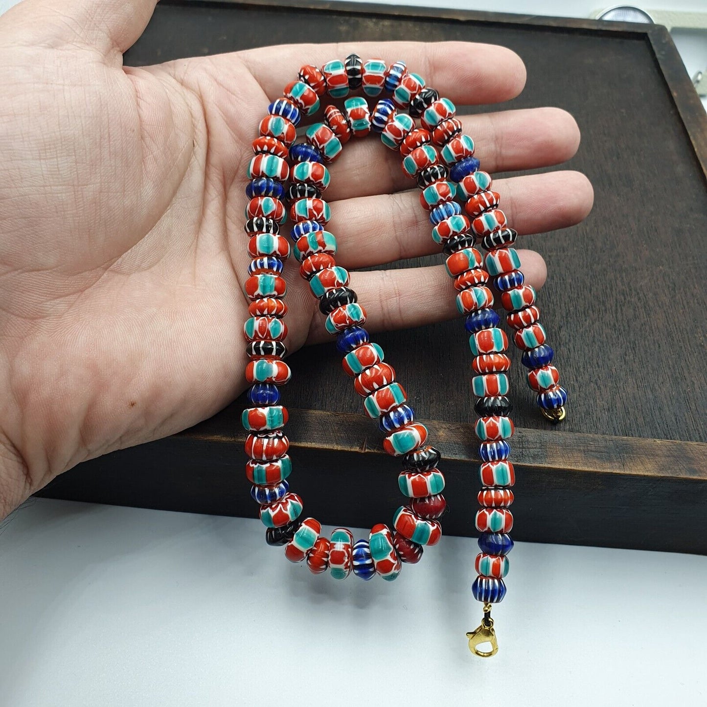 Venetian Style Trade beads Vintage Mix Chevron Beads necklace BCH-30