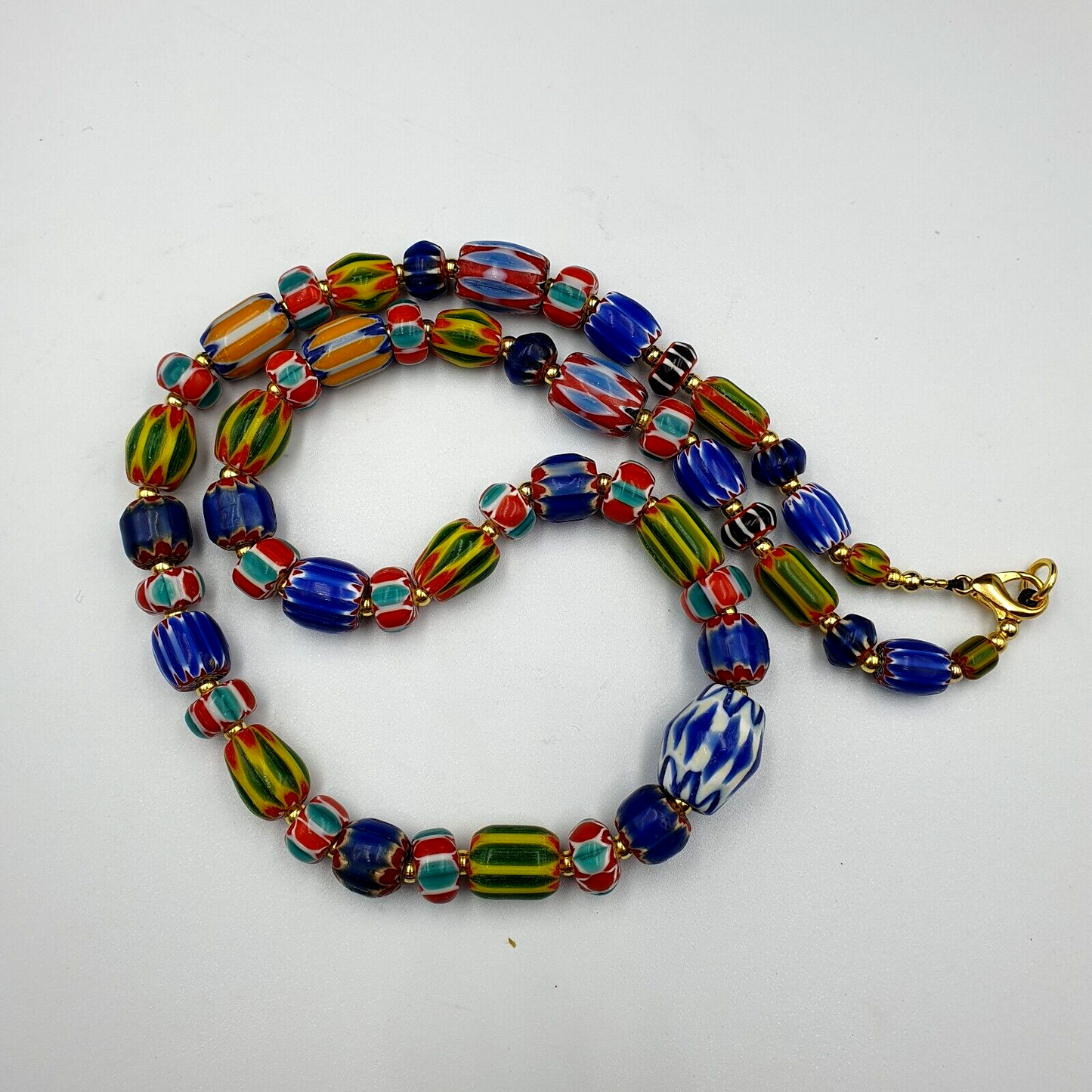 Venetian Style Trade beads Vintage Mix Chevron Beads necklace BCH-31