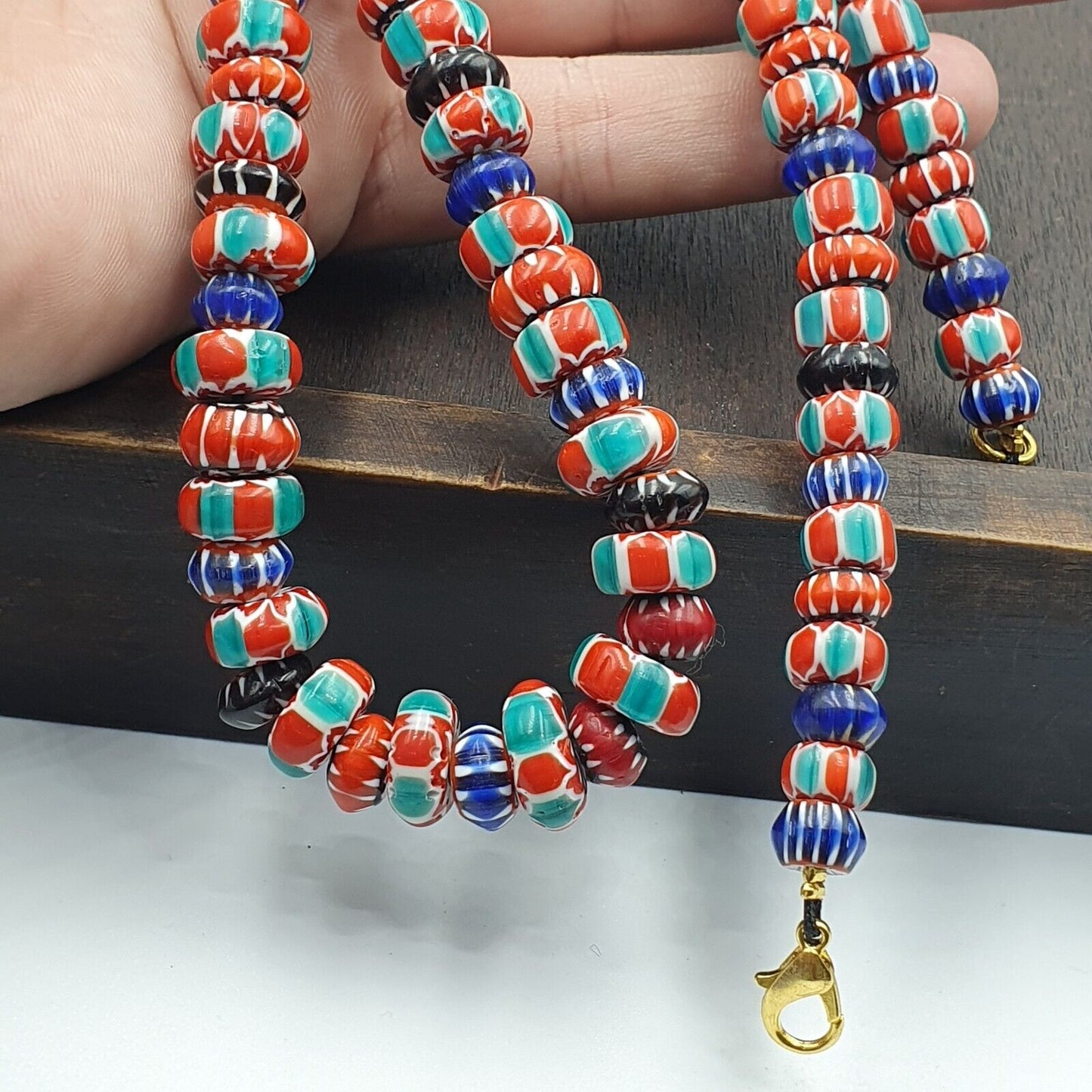 Venetian Style Trade beads Vintage Mix Chevron Beads necklace BCH-30