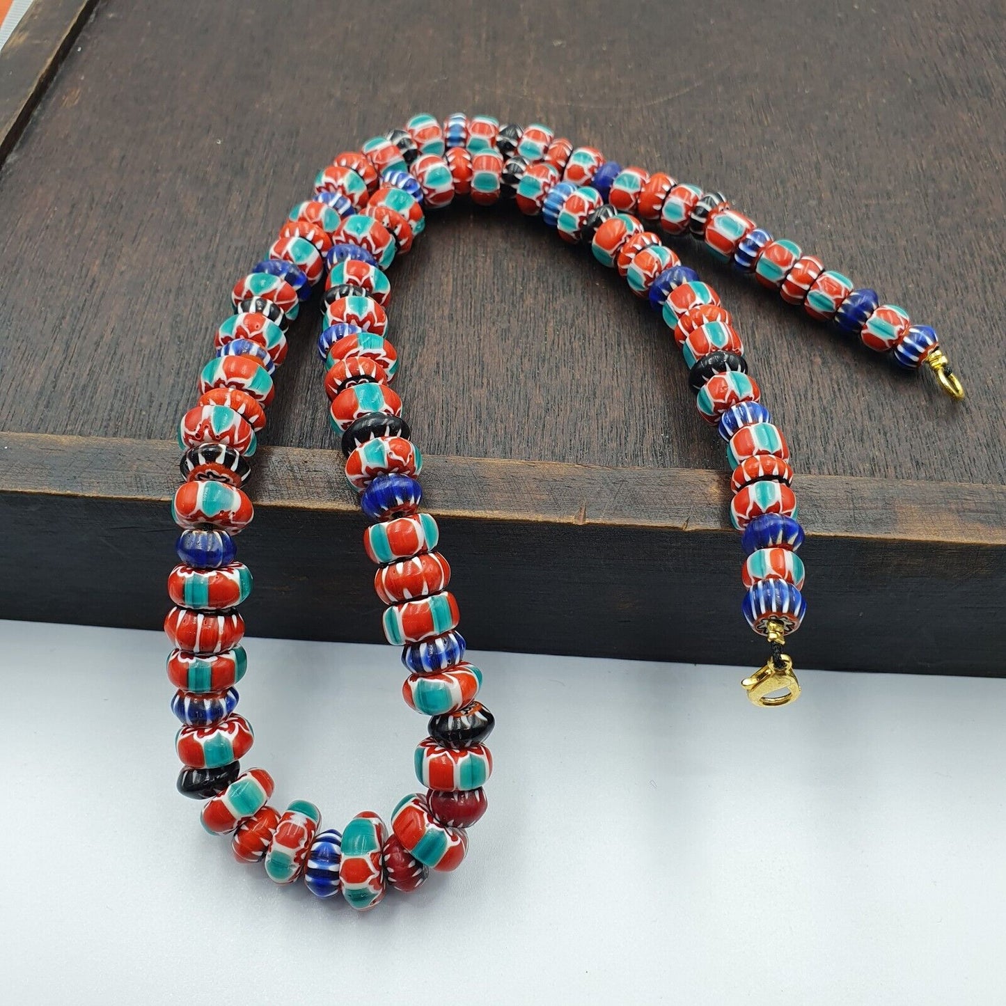 Venetian Style Trade beads Vintage Mix Chevron Beads necklace BCH-30