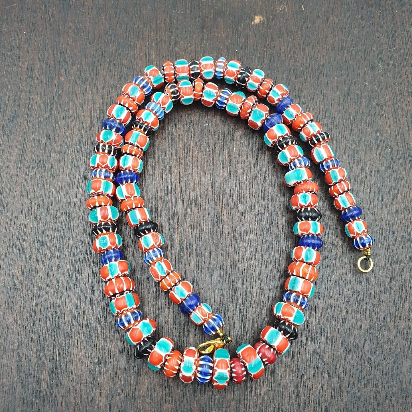 Venetian Style Trade beads Vintage Mix Chevron Beads necklace BCH-30