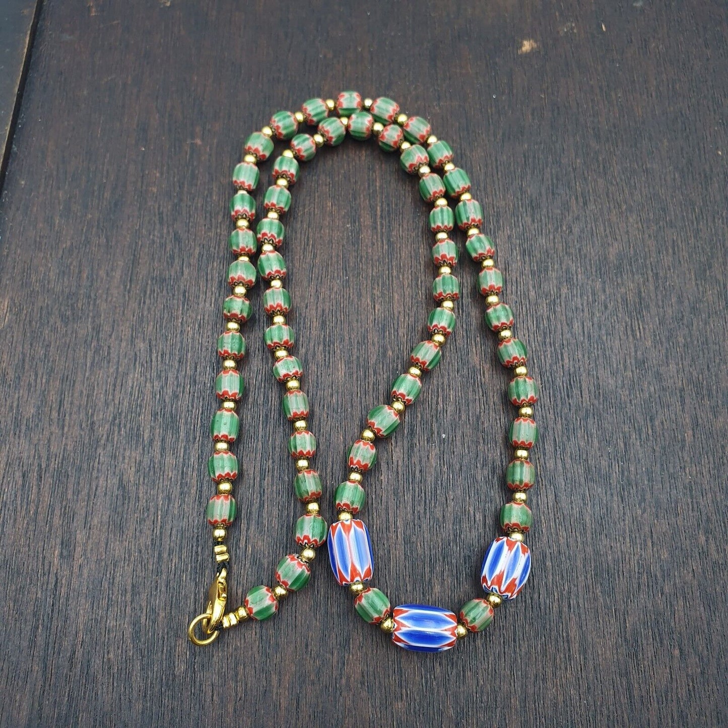 Venetian Style Trade beads Vintage Mix Chevron Beads necklace BCH-34