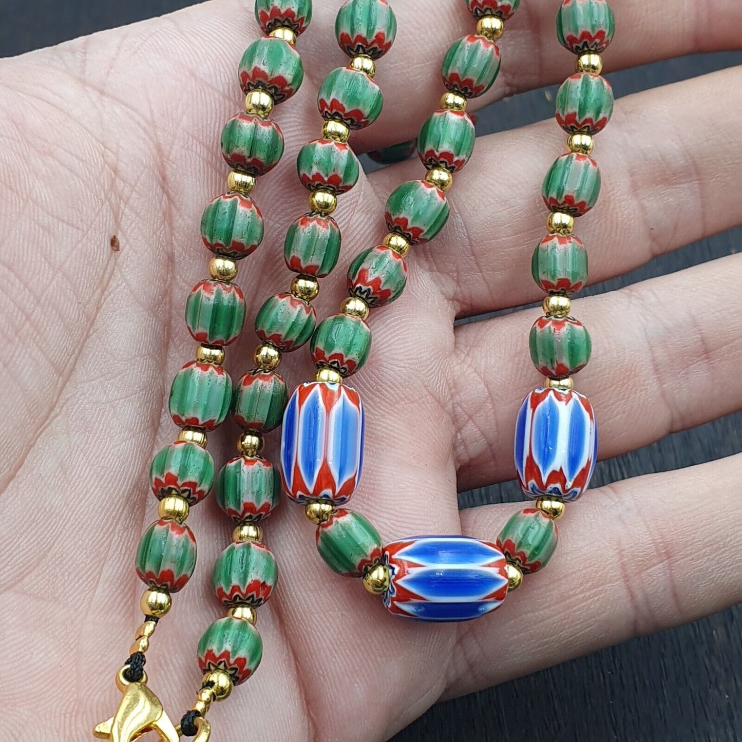 Venetian Style Trade beads Vintage Mix Chevron Beads necklace BCH-34