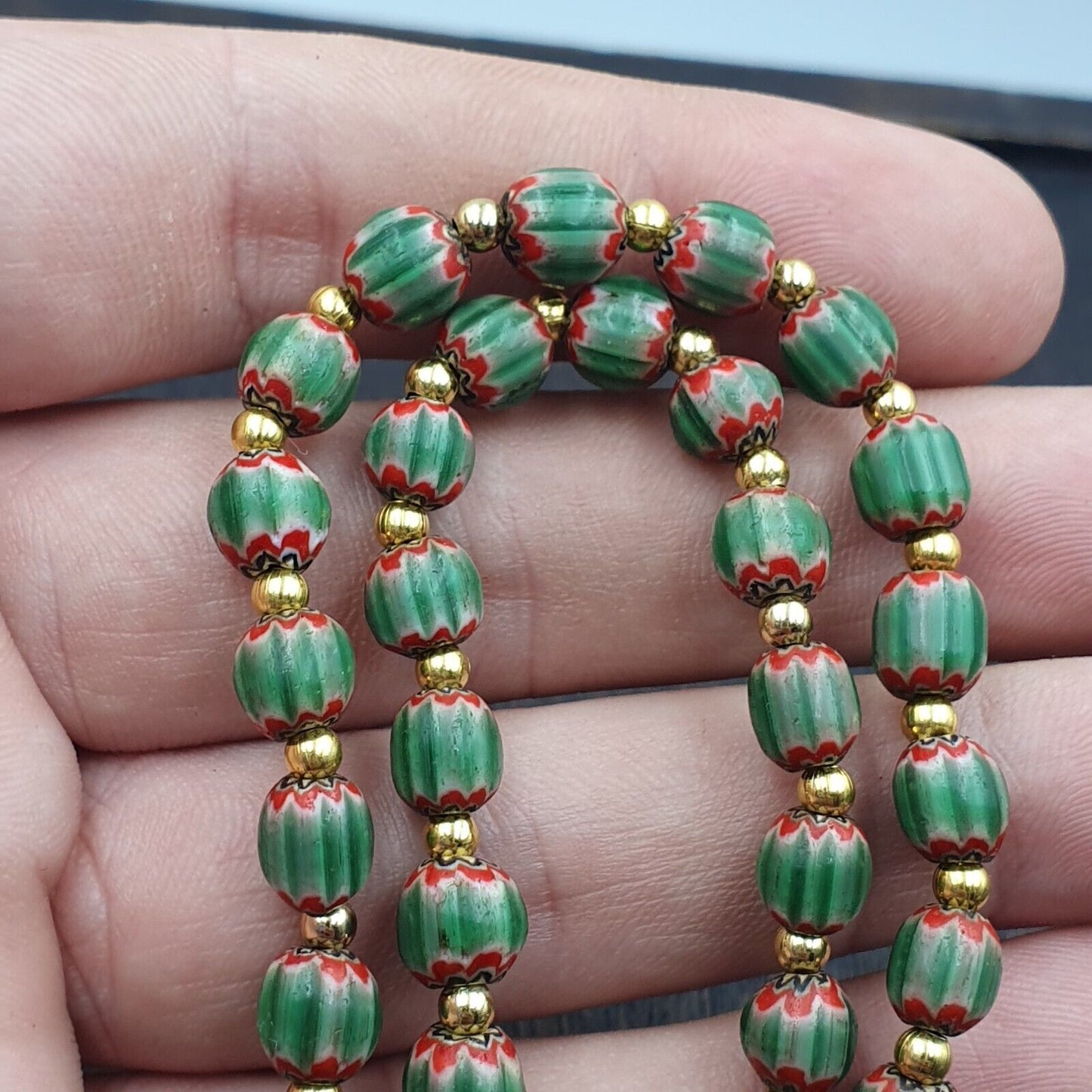 Venetian Style Trade beads Vintage Mix Chevron Beads necklace BCH-34