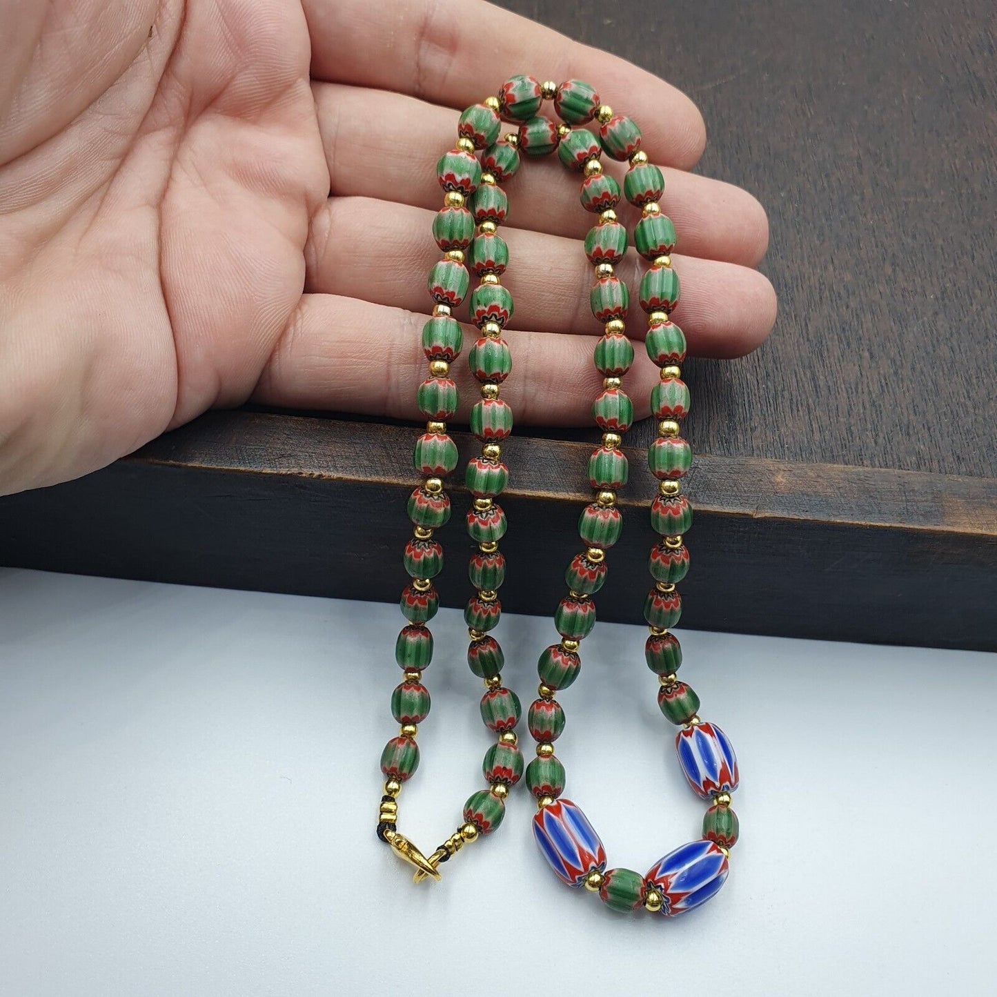 Venetian Style Trade beads Vintage Mix Chevron Beads necklace BCH-34