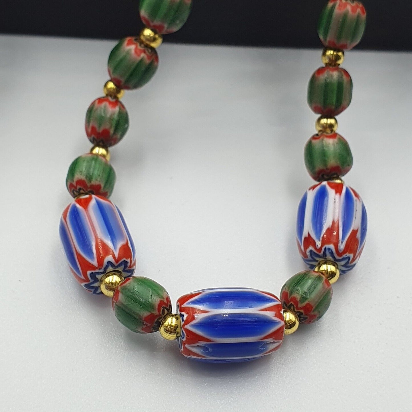 Venetian Style Trade beads Vintage Mix Chevron Beads necklace BCH-34
