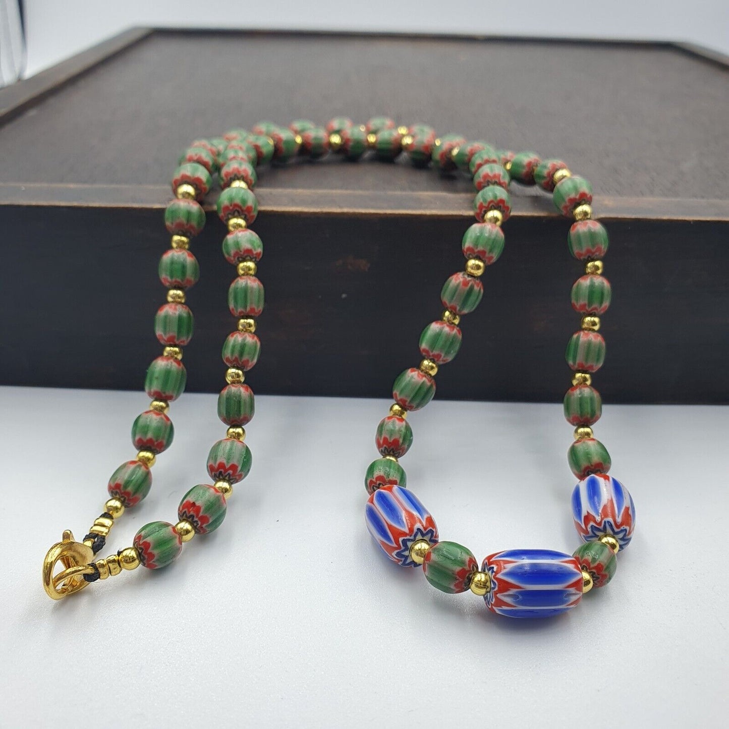 Venetian Style Trade beads Vintage Mix Chevron Beads necklace BCH-34