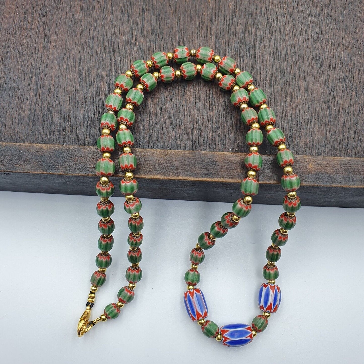 Venetian Style Trade beads Vintage Mix Chevron Beads necklace BCH-34