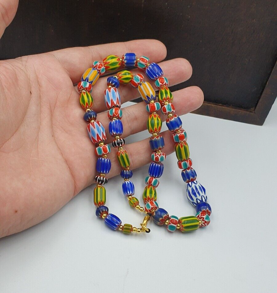 Venetian Style Trade beads Vintage Mix Chevron Beads necklace BCH-31