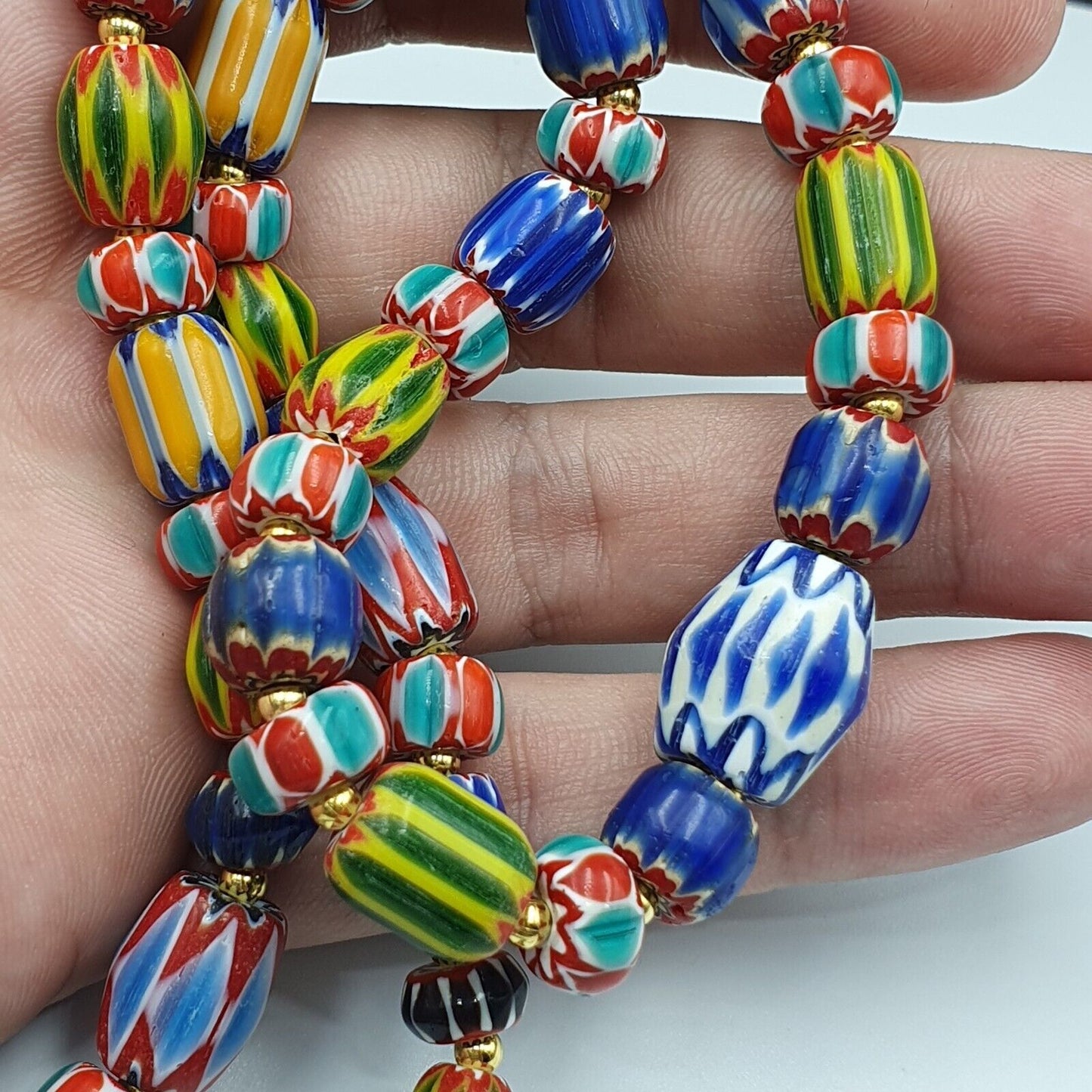 Venetian Style Trade beads Vintage Mix Chevron Beads necklace BCH-31