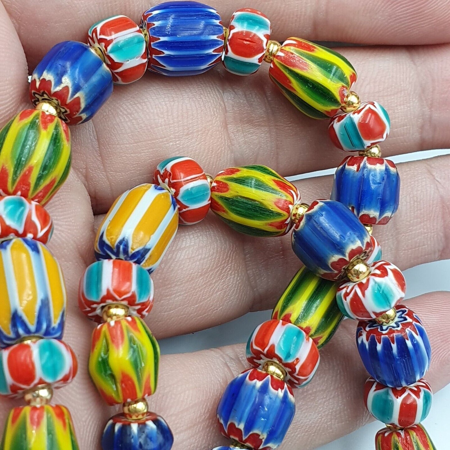 Venetian Style Trade beads Vintage Mix Chevron Beads necklace BCH-31