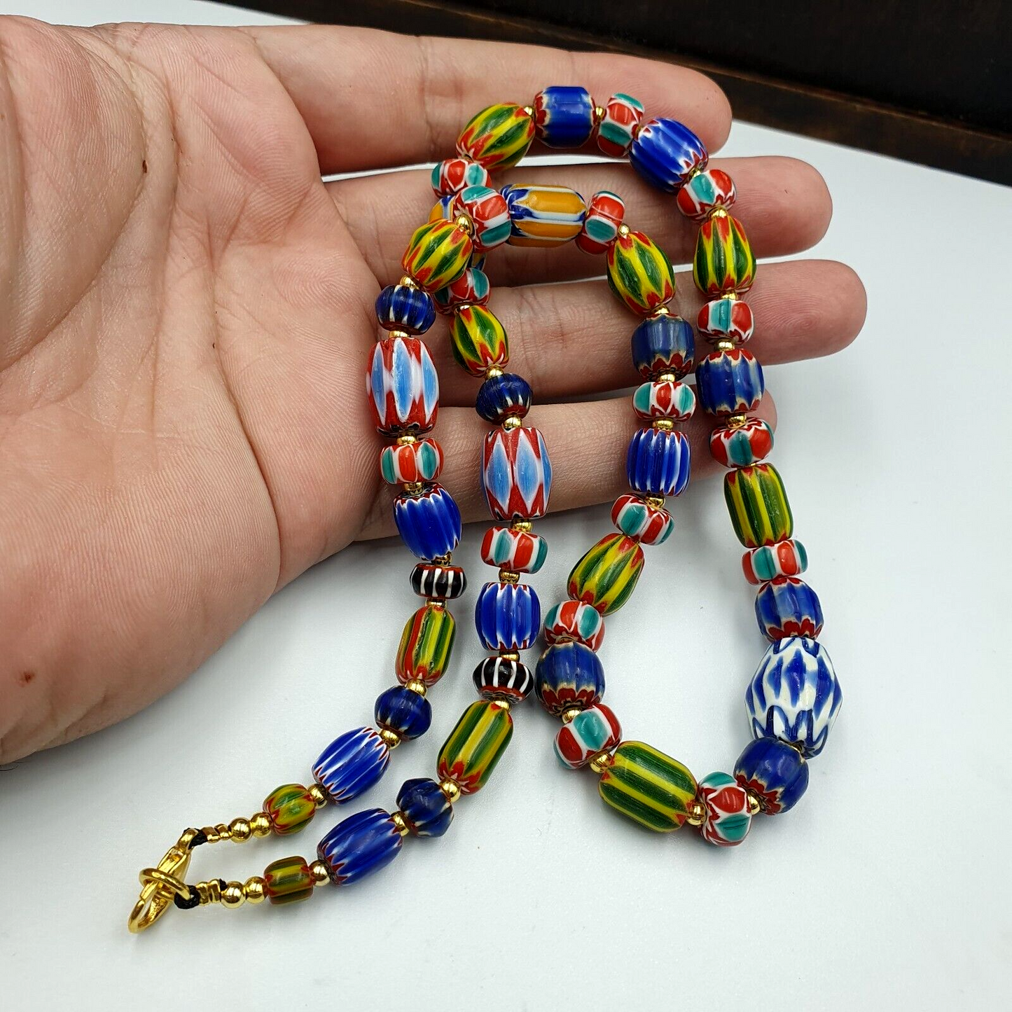 Venetian Style Trade beads Vintage Mix Chevron Beads necklace BCH-31
