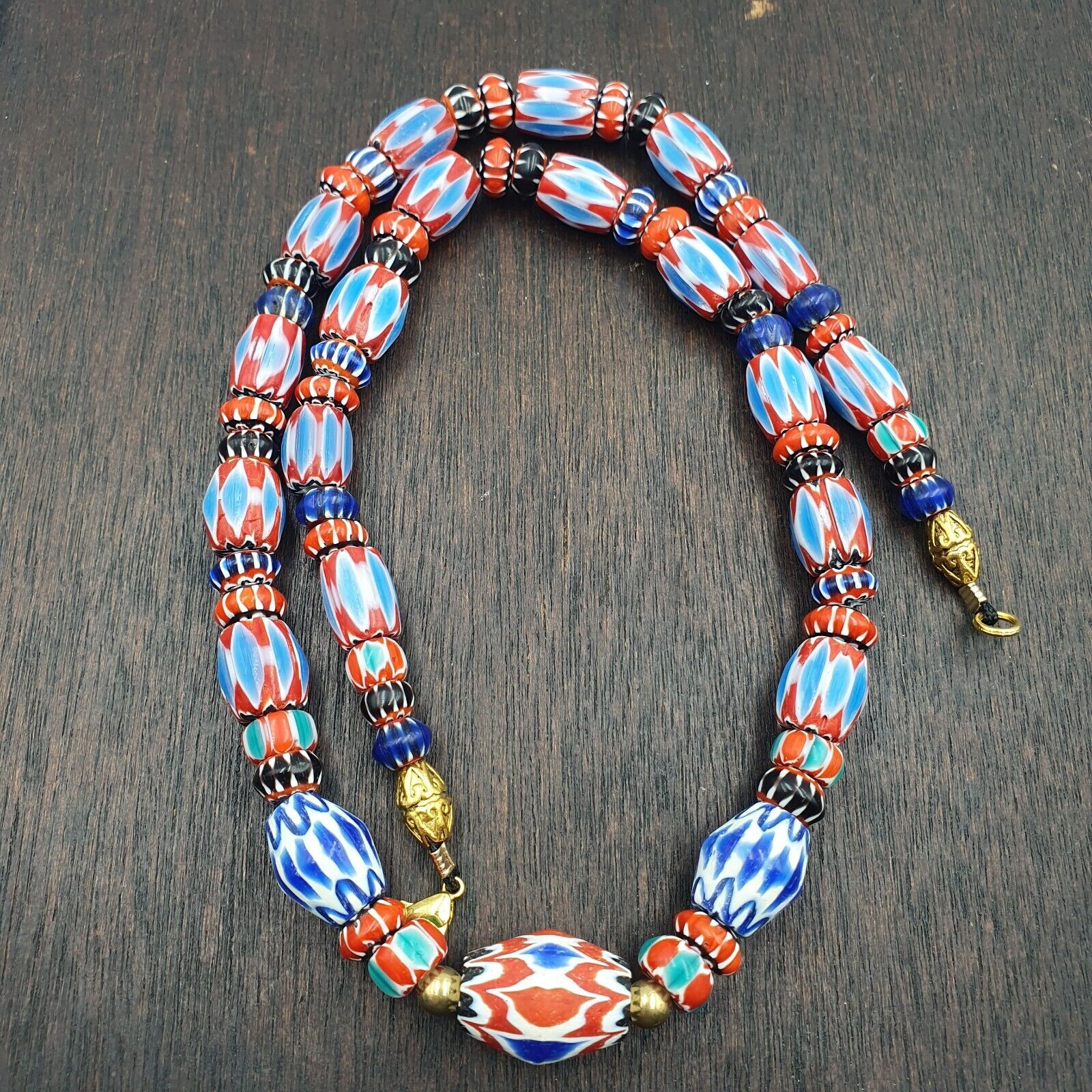 Venetian Inspired Vintage Trade beads Vintage Mix Chevron Beads necklace BCH-35