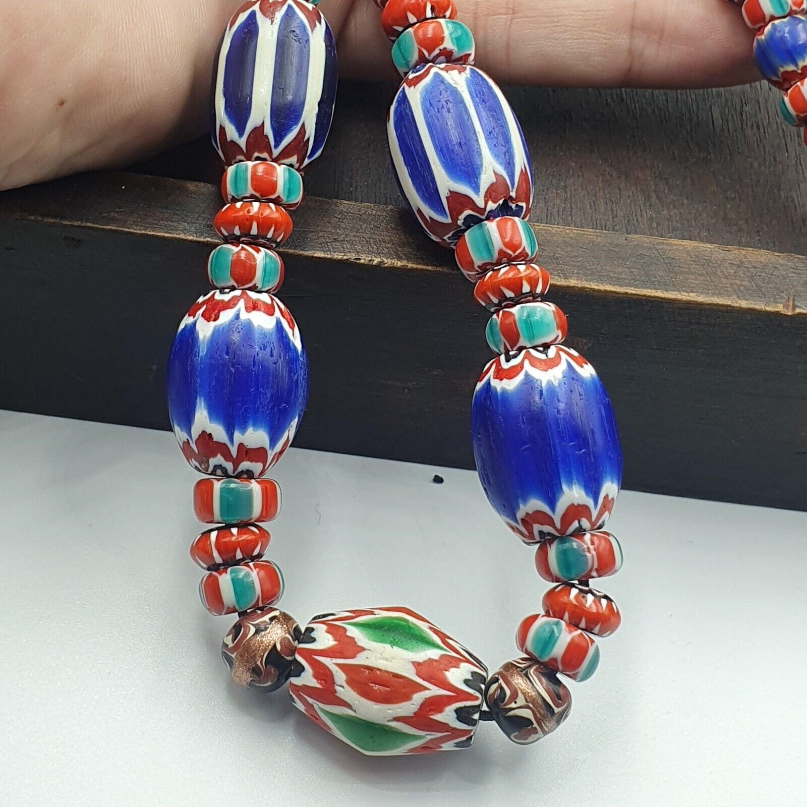Venetian Inspired Vintage Trade beads Vintage Mix Chevron Beads necklace BCH-36