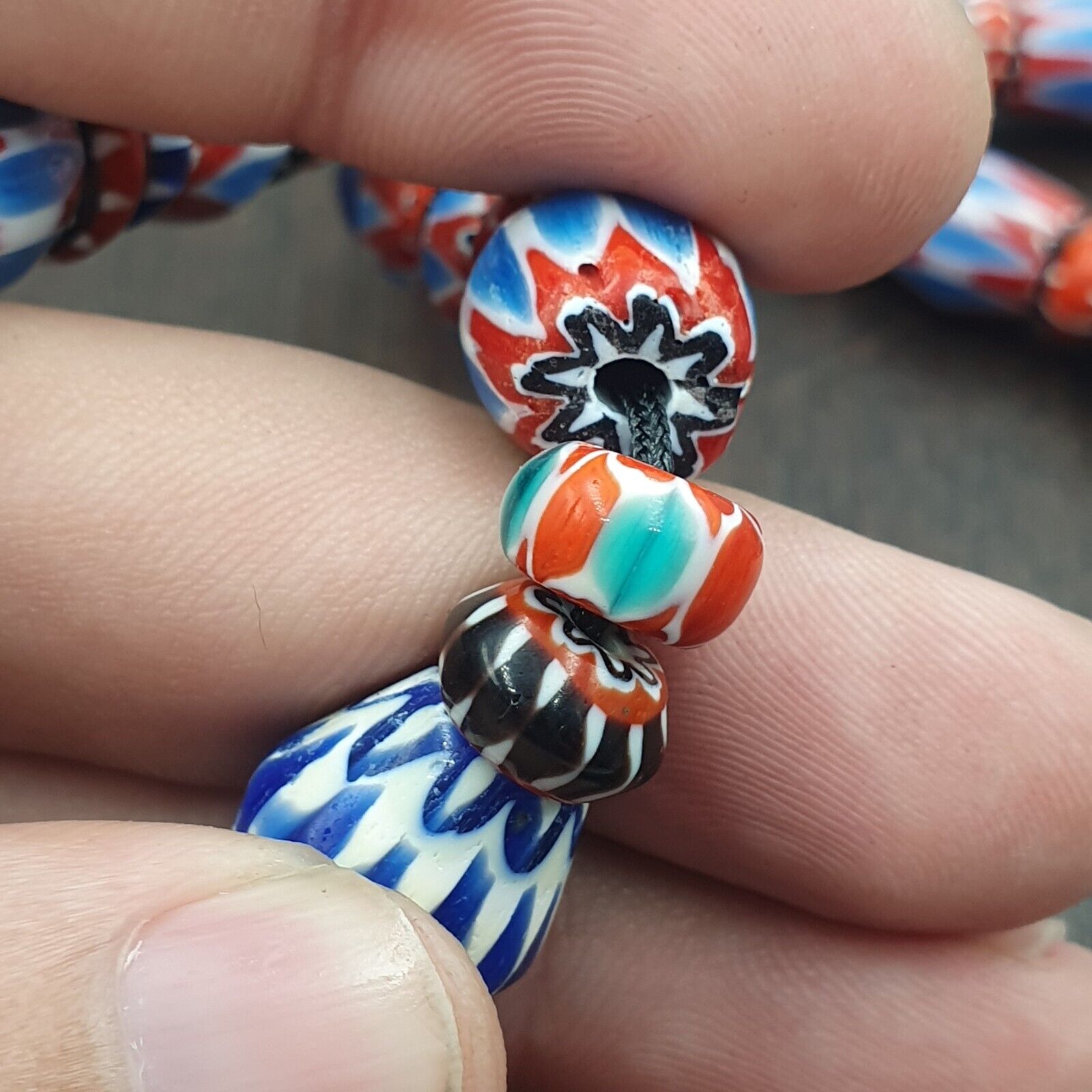 Venetian Inspired Vintage Trade beads Vintage Mix Chevron Beads necklace BCH-35