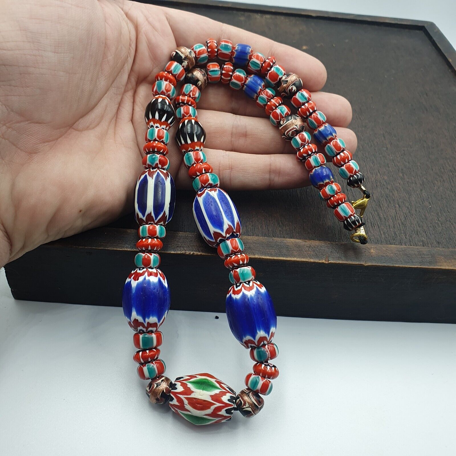 Venetian Inspired Vintage Trade beads Vintage Mix Chevron Beads necklace BCH-36