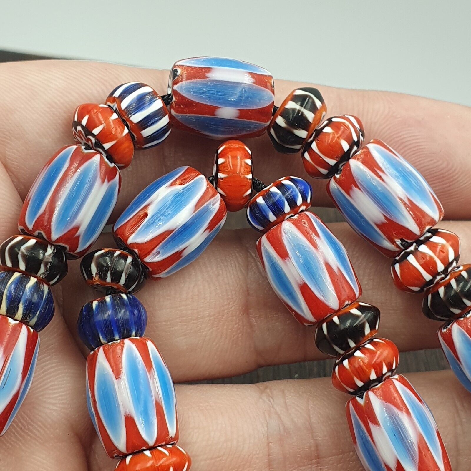 Venetian Inspired Vintage Trade beads Vintage Mix Chevron Beads necklace BCH-35
